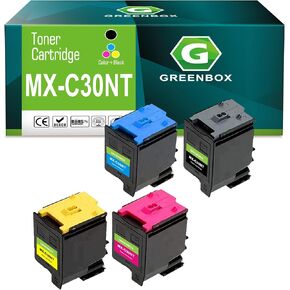 GREENBOX Compatible High Yield MX-C30NT Toner Cartridge Replacement for Sharp MX-C30NT MX-C30NT-B MX-C30NT-C MX-C30NT-M MX-C30NT-Y Toner for MX-C250 C300P C300W C301W C303W Printer (4 Pack)