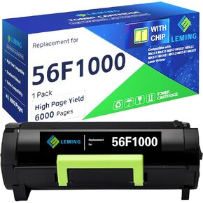56F1000 Toner Cartridge 6000 Page (with Chip) Compatible with Lexmark 56F1000 Black Toner Cartridge for Lexmark MS521 MS621 MS321 MS421 MS521 MS622 MX321 MX421 MX521 MX522 MX622 Printer