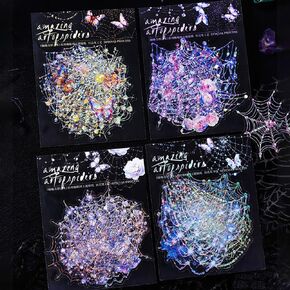 40pcs Holographic Stickers - Spider Web Butterfly 3D Glitter Stickers for Scrapbooking, Journaling, Gift Wrapping & DIY Crafts
