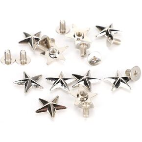 Leopacat Leather Rivets, Rivets for Leather Crafting, Star Shape Rivet, Tacks Spikes for Clothing Bags Belts Dog Collar Shoes DIY Leather Craft Decoration Accessories 50 Sets
