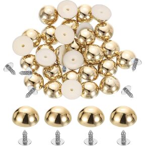 uxcell 50Pcs Round Dome Studs, 6mm Plastic Mushroom Flat Back Rivets with Nails for DIY Leather Clothing Bag Shoes Accessories, Silver