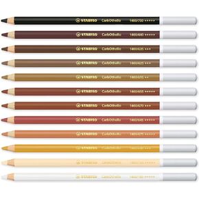 STABILO Chalk-Pastel Pencil CarbOthello - Pack of 12 - Warm Neutral Set