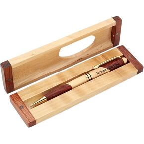 Executive Gift Shoppe | Personalized Custom Wood Pen Set with Maple and Rosewood Finish Box