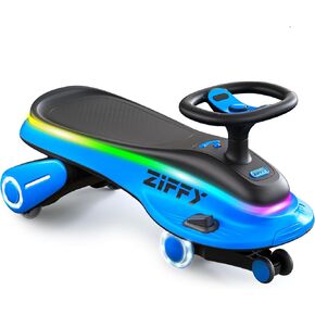 ZIFFY 45W 5.5A Light-Up Electric Wiggle Car with Pedal, Rechargeable Battery, 2-in-1 Swing Car, 2 Speed Ride-On Toy, Anti-Rollover, Flashing Wheels for Ages 3+ (Up to 170 lbs)