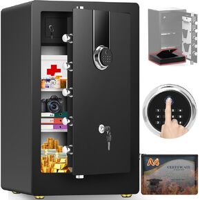8.3 Cuft Heavy Duty Biometric Fireproof Safe, Home Safes Water Fireproof, Large Document Safes With Bottom Hidden Safe and Dual alarms, Digital Security Safety Box for Money Jewelry Firearm Medicine