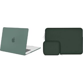 MOSISO Compatible with MacBook Air 15 inch Case 2023 Release A2941 M2 Chip, Protective Plastic Hard Shell Case Cover & Neoprene Sleeve Bag, Emerald Green