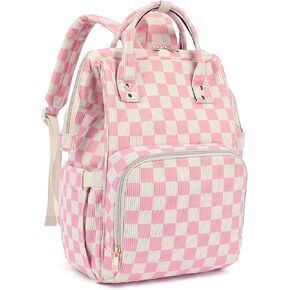 Laptop Backpack for Women, Corduroy College School Backpack Bookbag 15.6 inch Business Computer Travel Backpack (Checkered Green)