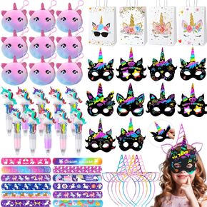Unicorn Party Favors Birthday Supplies, Unicorn Goodie Bags Coin Purse Ballpoint Pen Scratch Mask Headband Slap Bracelet, Unicorns Birthday Party Favors Classroom Rewards Gift Decorations for Girl