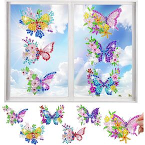 LINGFANG 4 Pcs Diamond Art Stained Glass Window Clings with Diamond DIY Pen Tools, Diamond Painting Window Stickers for Suncatchers, Diamond Art Kits for Adults, Diamond Art Accessories (Mandala 4)
