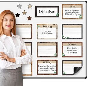 16 Pcs Magnetic Write Wipe Organization Chart Classroom Dry Erase Labels Learning Objectives Board for Whiteboard Goals Targets Classroom Teaching Supplies (Colored Pencil)