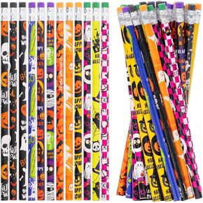 48 Pcs Halloween Pencils with Eraser, Halloween Wood Pencils Bulk for Halloween Goodie Bags Fillers Trick or Treat Party Favors(12 Styles)