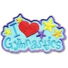 I Love (Heart) Gymnastics Iron On Patch Sports Gym Competition Acrobatics