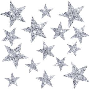 15pcs Glittering Shiny Star Patches, Iron on Rhinestone Patches for Clothes, Bags, Hats (Gold)