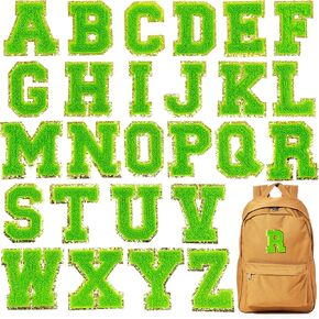 Jongdari Chenille Iron on Letters for Clothing, Glitter Varsity Alphabet Patch Sewing Appliques with Ironed Adhesive - 26pcs, Purple in Kuwait