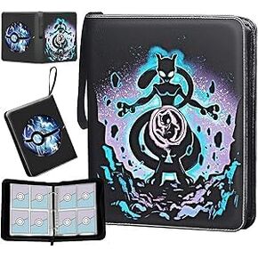 Card Binder 4 Pocket, Trading Card Binder with Card Display Design, 400 Double Sided Pocket PU Collection Binder, Card Albums for MTG, TCG, and Sports Cards (C)