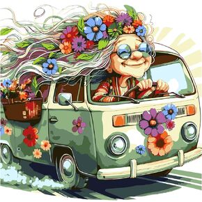 Skyboda DIY Woman and Car Paint by Numbers Kit for Adults, Paint by Numbers kit On Canvas for Beginners DIY Oil Painting Kits for Home Wall Decor 12x12inch