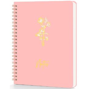 waliwalili Spiral Notebook College Ruled with Pockets, A5 5x8 Hardcover Journal with 120 Pages, Lined Notebook for Women, Perfect for School, Work, Note Taking & Personal Journaling (Pink)