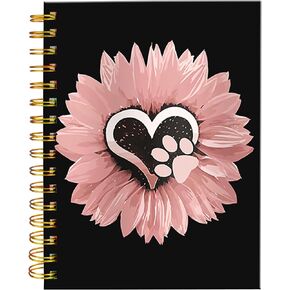 iampanda Spiral Journal Notebook,Strong TwinWire Binding with Premium Paper for Girl Women,60 Sheets A5 College Ruled NotebookJournal,Perfect for School Office Home Gifts,Sunflower Pink Flowers Dog in Kuwait
