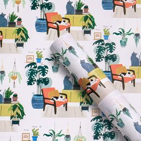 WRAPAHOLIC Kraft New Home Wrapping Paper Roll - Mini Roll - 17 Inch x 33 Feet - Happy New Home Design, Perfect for Birthday, Party, Holiday