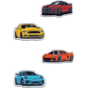 Colorful Cars Iron-On Patch Set for Kids 4-Piece Embroidered Vehicle Appliques for T-Shirts Jackets Backpacks DIY No-Sew Patches Embroidered IronOn & SewOn Patch DIY Clothing Repair