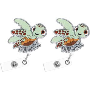 2pcs Cute Sea Turtle Nurse Badge Holder Badge Reel Funny Turtle Badge Reels Retractable Badge Accessories for Medical Assistant, Doctor, Teacher, Student, Office Worker, Pediatric, ID Clip