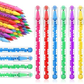 Epakh 36 Pcs Maze Puzzle Shape Ballpoint Pen with Built in Ball Novelty Creative Pens Blue Ink Fidget Maze Toy Stress Relief Puzzle toys for Adult Kids Office School Party Favor, Bright Colors