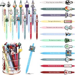 72 Pcs Science Party Favors Black Ink Retractable Ballpoint Pens Science Birthday Party Decorations Chemistry Laboratory Gifts Back to School Gift Bulk for Students