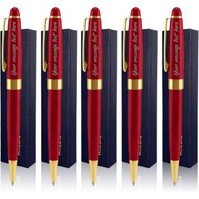 Ancolo Personalized Luxury Ballpoint Pen Writing Set-Stainless Steel Fancy pens Custom with Your Name or Message, Perfect for Students/Teacher/Manager/Lawyer/Professor 5PCS/Pack