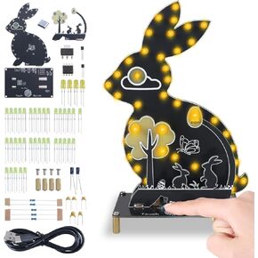 Touch Control Soldering Project Kit, DIY Rabbit Soldering Practice Kit, Cute Bunny Electronics Project -3 Lighting Modes, Electronics Kits for Beginners Teens Adults, Present for Family/Friends