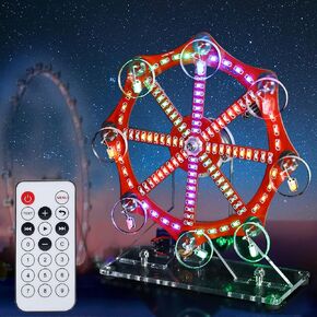 MiOYOOW SMD DIY Ferris Wheel Model, Colorful LED Lights SMT Soldering Practice Kit, Rotating LED Ferris Wheel Electronics Project Kit for DIY Enthusiasts, College Education