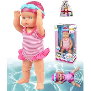 Swimming Baby Doll for Pool, Waterproof Swimming Baby Doll with Movable Joint Battery Powered Breaststroke, Electric Cute Swimming Water Doll with Detachable Suit(1pcs)