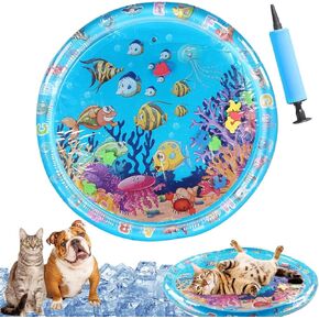Pet Water Bed, 2025 New 40in Large Dog Water Bed, Thickened Cat Water Mat with Fish, Water Sensory Play Mat for Cats, Durable & Easy-Clean Playmat, Suitable for Indoor Pets