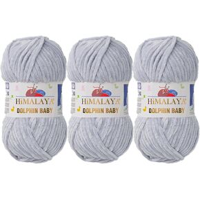 1 Skein/Pack Himalaya Dolphin Baby Chenille Yarn, Each Ball 100 gr (3.5 oz), 120 m (132 Yards), 100% Polyester, Super Bulky Baby Blanket Velvet Amigurumi Yarn, 80301 - Snow White