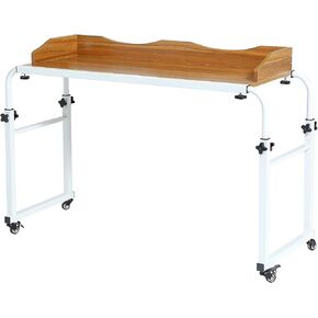UNICOO Adjustable Overbed Table, Over The Bed Table with Wheels, Medical Overbed Table with Wheels Adjustable Height, Rolling Desk for Full/Queen/King Bed, Sturdy Wood & Steel Frame (Ancient Oak 202) in Kuwait