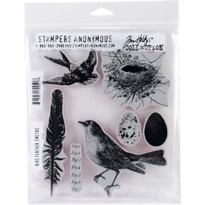 Stampers Anonymous Tim Holtz Cling Rubber Stamp Set, 7-Inch by 8.5-Inch, Bird Feather