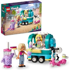 LEGO Friends Mobile Bubble Tea Shop Toy Building Set 41733, Fun Pretend Play Toy Vehicle Set with Toy Scooter, Mobile Cart, Cash Register, Play Store Gift Idea for Girls Kids Boys Ages 6+ Years Old