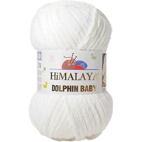 1 Skein/Pack Himalaya Dolphin Baby Chenille Yarn, Each Ball 100 gr (3.5 oz), 120 m (132 Yards), 100% Polyester, Super Bulky Baby Blanket Velvet Amigurumi Yarn, 80301 - Snow White in Saudi Arabia