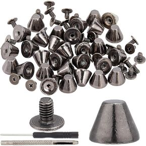 GORGECRAFT 30 Sets 8mm Height Silver Barrel Riveted Spikes Studs Screw Back Rivets with Screwdriver Handbag Feet Punch Tool Flat Head Punk Studs Buckle Button Cap for Clothing Shoes Leather Craft