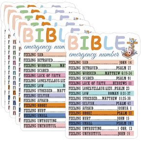 Large Bible Emergency Numbers Christian Sticker Bible Verse Cross Labels Religious Inspirational Labels for Books, Laptops, Tumblers, Scrapbooks 6pcs (Sticker)