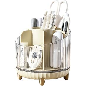 Office Pen Holders, 360 Degree Rotating Cute Large Desk Pen and Pencil Holder for Desk, Pen Organizer with 7 Slots, Pencil Cups for Office, classroom, Home, Dorm Room&Vanity Beige