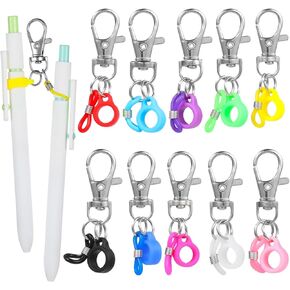 10 PCS Retractable Pen Holders, Clip-on Pen Holder & 0.5 mm Gel Ink Pen Set, Lobster Clasp Pen Holder for Badge Reel, Writing Pen Marker Holder for Name Card Lanyard for Doctors Nurses Office School