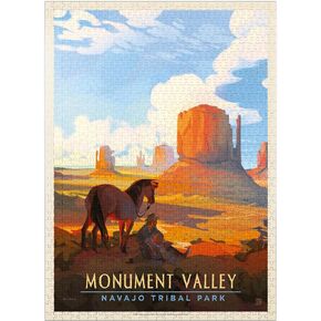 MyPuzzle Monument Valley Navajo Tribal Park: Magical Moment, Vintage Poster - Premium 1000 Piece Jigsaw Puzzle for Adults