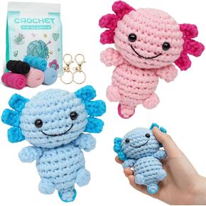 TAKADODO Crochet Kit for Beginners - Learn to Crochet Kits for Adults Beginner with Step-by-Step Video Tutorials - Crochet Kits for Adults and Kids (Axolotl)