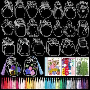 168 Pcs Transparent Dried Flower Bookmark Kit, Handmade DIY Pressed Flower Bookmark Making Set, Clear Jars Stickers- Complete Arts Crafts to Make Unique, Personalized