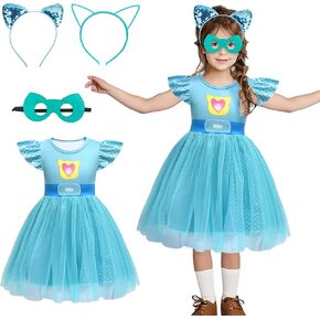 Tulle Mesh Cosplay Dresses Kitties Costume with Headbands and Mask For Birthday Halloween Christmas For princess