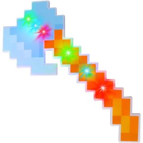 ArtCreativity Light Up Pixel Axe Toy, 1PC, LED Ax for Kids with 3 Flashing Modes, Cool Halloween Costume Accessory, Batteries Included, Best Birthday for Gamers, 17.5 Inches