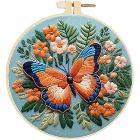 Huacan 1pc Floral Book Embroidery Cross Stitch Kit - Vibrant Floral Design with Open Book & Butterflies, Includes Pattern & English Instructions, Perfect for Wall Decor in Living Room