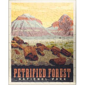 MyPuzzle Petrified Forest National Park: Painted Hills, Vintage Poster - Premium 500 Piece Jigsaw Puzzle for Adults