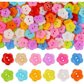 100 Pcs 0.55" Small Colorful Buttons, Cute Flower Button to Decoration, Plum Blossom Mixed Buttons for Crafts, Sewing Skirts, Gloves, Sweater, Shirt, Hat, Scarve, Headbands DIY Handmade (12 Colors)