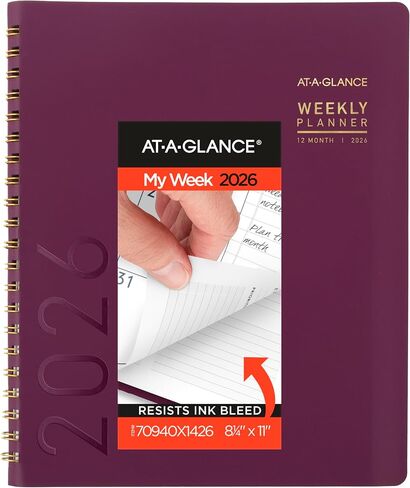AT-A-GLANCE 2026 Appointment Book Planner, Weekly & Monthly, 8.25" x 11", Large, Half-Hourly, Contemporary, Purple (70940X1426) in Saudi Arabia